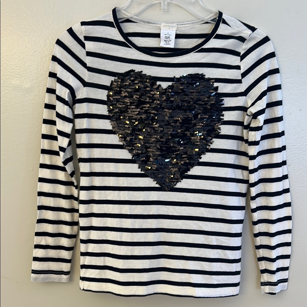 Crewcuts Black and White Long Sleeve Tee with Sequin Heart